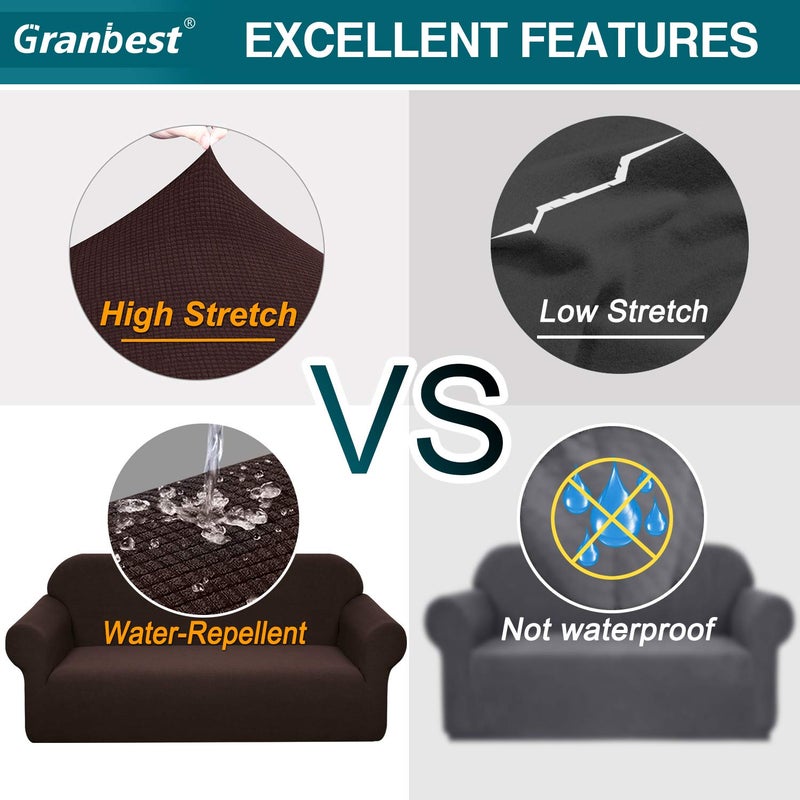 Granbest Premium Waterproof Sofa Cover High Stretch Couch Slipcover Super Soft Fabric Couch Cover (Chocolate, Medium) - Image 4